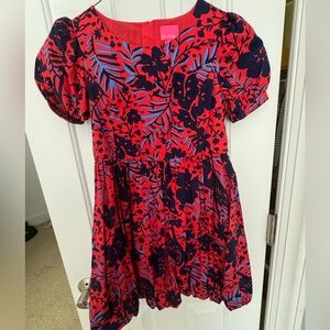 Lilly Pulitzer Red and Navy Floral Kids Dress